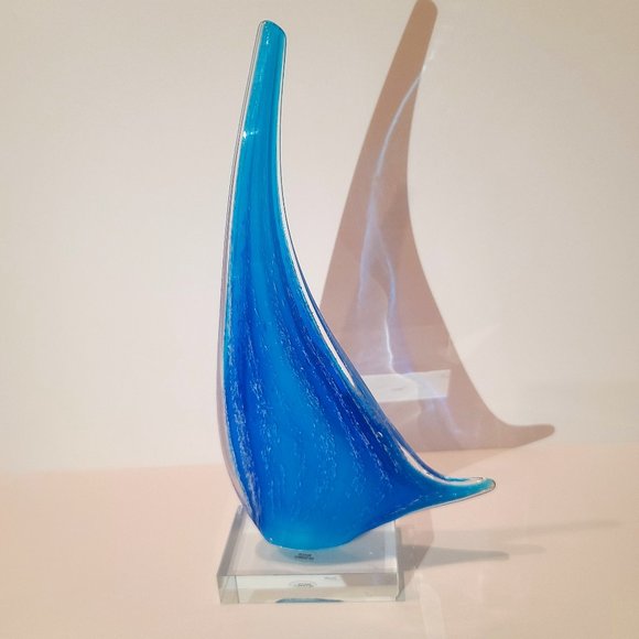 Other - 💕SOLD💕Contemporary Blown Glass Sailboat Sculpture